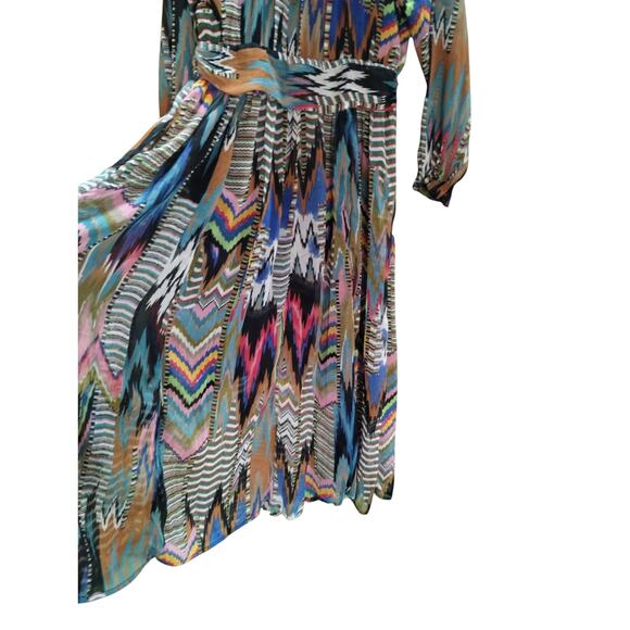 Kassually Womens size Large Flowy Sheer Boho Colorful Artsy Abstract Print Dress - Picture 4 of 9